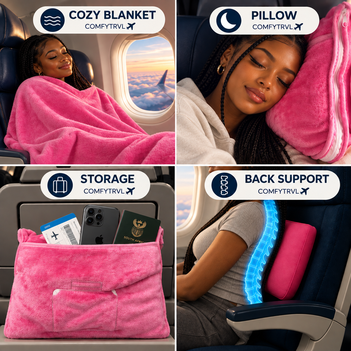 COMFYTRVL™ 2-in-1 Travel Blanket + Pillow
