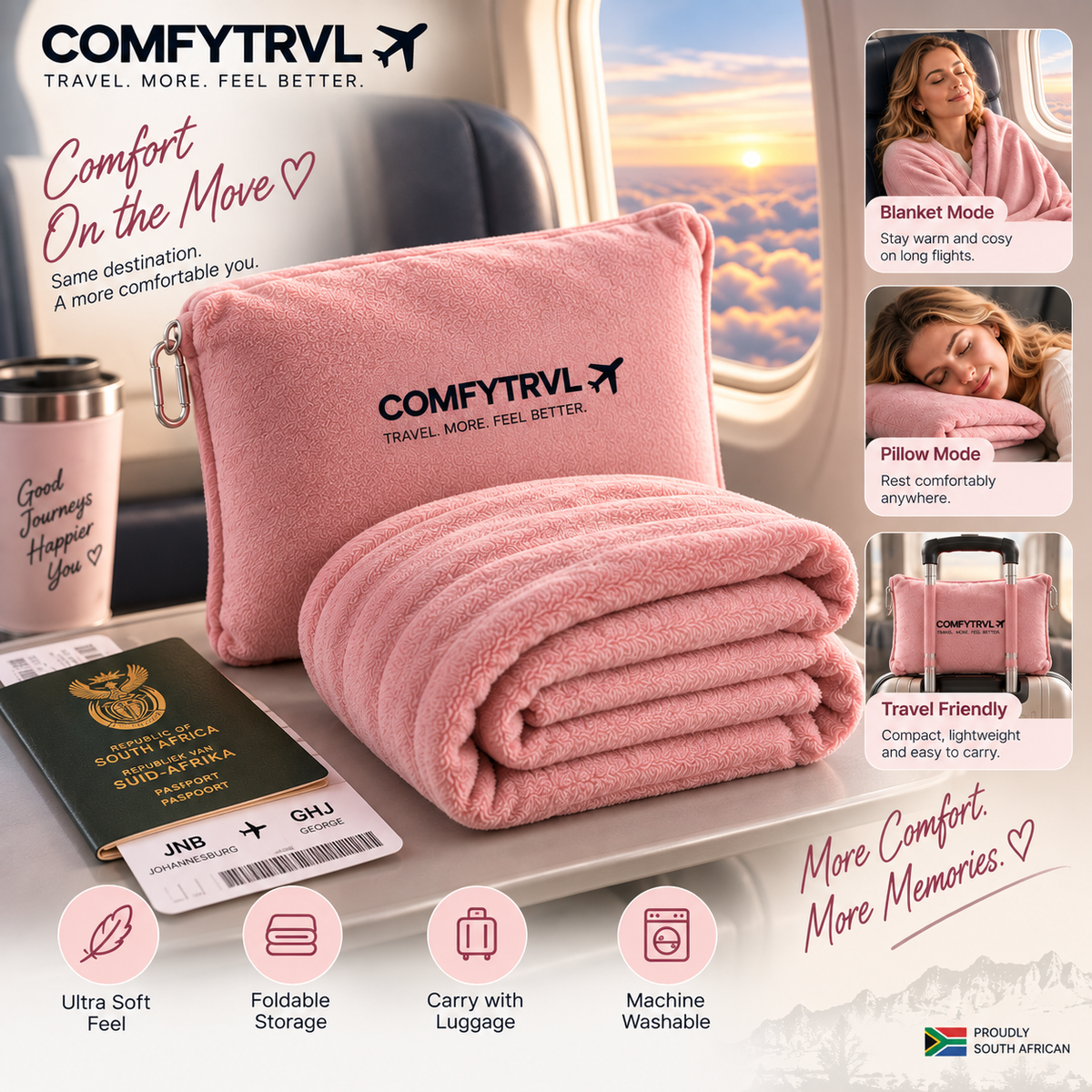 COMFYTRVL™ 2-in-1 Travel Blanket + Pillow
