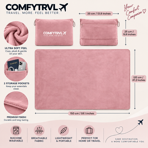COMFYTRVL™ 2-in-1 Travel Blanket + Pillow