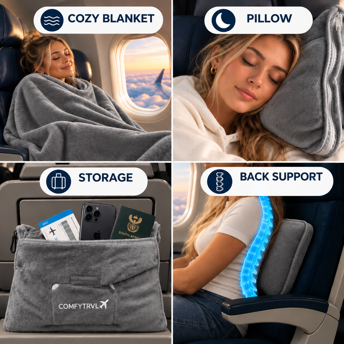 COMFYTRVL™ 2-in-1 Travel Blanket + Pillow